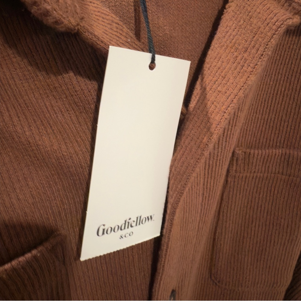 Good Fellow Chocolate Brown Shirt Jacket Men Size XL Preppy Ribbed Knit - Picture 10 of 14